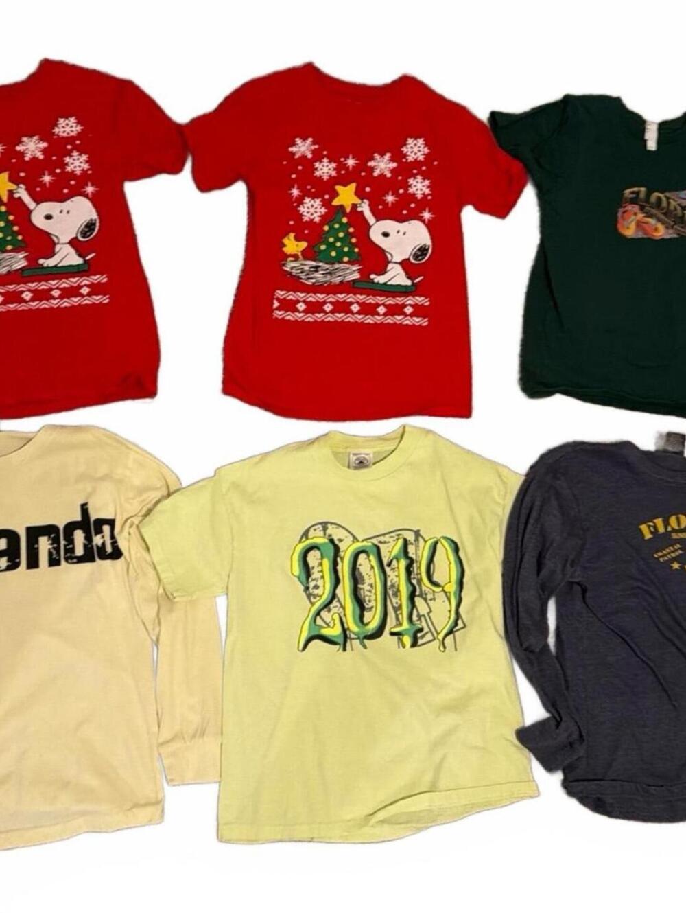 6 Graphic Tees TShirts Bundle Lot for Boys Large (Peanuts, Luxe, LAT)